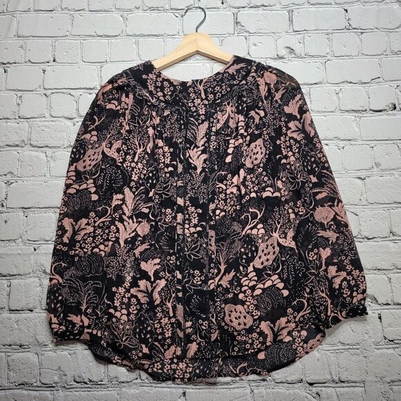 Ann Taylor Tops - Ann Taylor Petite Black Blush Sheer Peasant Eyelet Accent Blouse Size SP